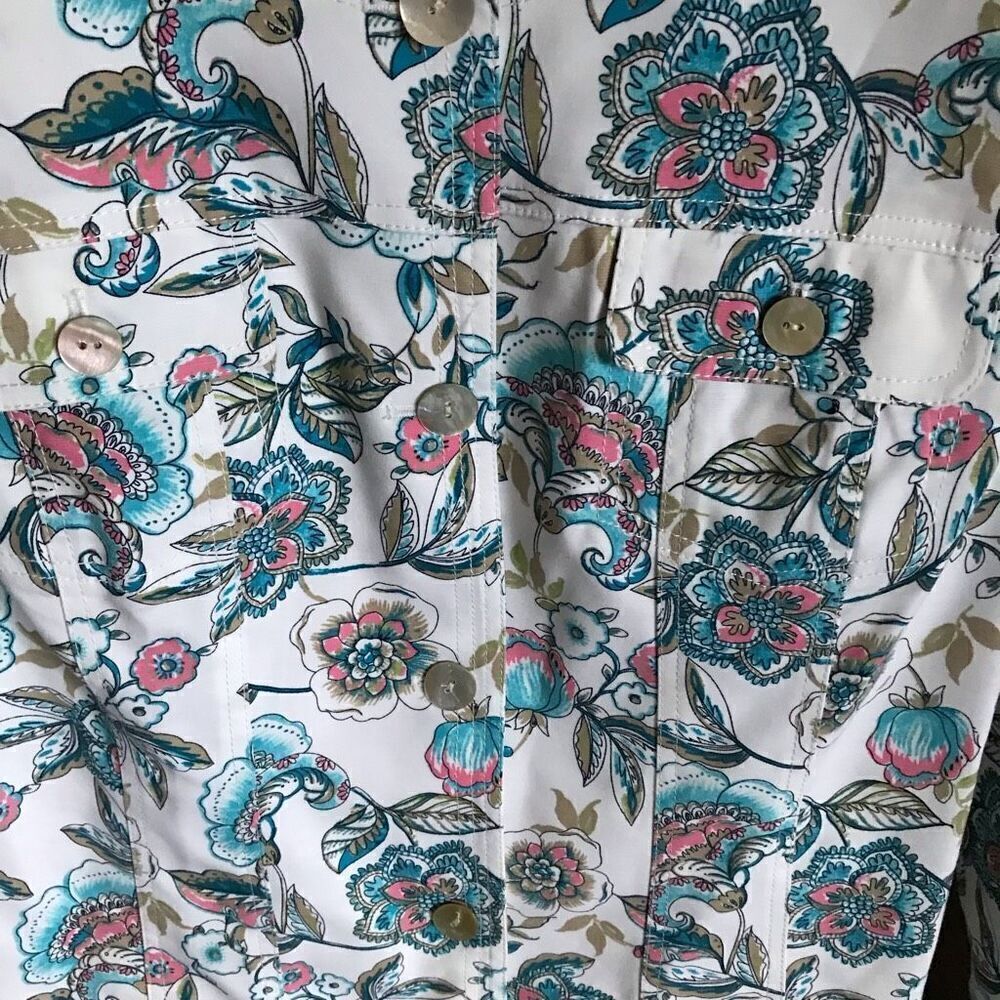 Ruby Rd. Size 14 floral button front Jacket 3/4 s… - image 4